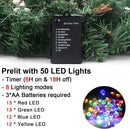24" Prelit Christmas Wreath with Timer, 50 Colorful LED - Waterproof Battery Operated Christmas Door Wreath with Bowknot Pinecone White Berries and Wreath Hanger for Christmas Decorations — 2