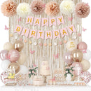 Boho Dusty Pink Birthday Decorations for Women Girls with Butterfly Sticker — 1