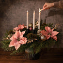 DecorbyHannah 24" Pre-Lit Pink Christmas Wreath with Lights, Large Lighted Christmas Door Wreath with Poinsettias, Battery Operated Outdoor Winter Xmas Wreaths Decor — 5