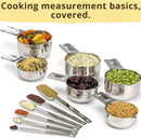 Simply Gourmet Measuring Cups & Spoons Set of 12, 18/08 Stainless Steel Kitchen Gadgets, Stackable Design with Long… — 3