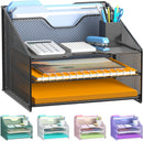 Samstar Desk File Organizer, Mesh Letter File Folder Holder with 3 Paper Trays and 2 Vertical Upright Section, for Office Supplies,Desk Accessories & Workspace,Black. — 1