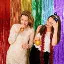 2 Pack Rainbow Party Backdrop Streamers Decorations Colorful Foil Fringe Curtains Metallic Tinsel Backdrop for Birthday First Day of School Engagement Baby Shower Christmas Holiday Party Decor | 2 Pcs — 5