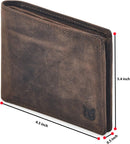 Real Leather Mens Bifold Wallet RFID Blocking Slim Minimalist Front Pocket - Thin & Stylish with ID Window in Gift Box (Crazy Horse, Coffee) — 2