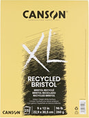 Canson XL Series Recycled Bristol Paper Pad, Dual Sided Smooth and Vellum for Pencil, Marker or Ink, Fold Over, 96 Pound, 9 x 12 In, White, 25 Sheets | 9x12 | Bristol, Recycled — 1