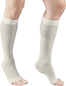 Truform Sheer Compression Stockings, 15-20 mmHg, Women's Knee High Length, Open Toe, 20 Denier, Ivory, 2X-Large | 2X-Large (1 Pair) — 2