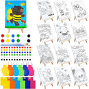 Tenceur 48 Pcs Kids Canvas Painting Kit Pre Drawn with Easel Paint Apron | Fresh — 1