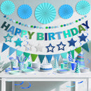 3D Happy Birthday Banner, Pre-Strung Felt Party Decorations (Blue) — 7