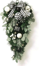 Valery Madelyn 24'' Christmas Teardrop Swag Outdoor Decoration Black White — 1