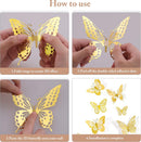 SAOROPEB 3D Butterfly Wall Decor 48 Pcs Gold Butterfly Birthday Decorations | 48 Pcs, Gold — 6