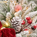 Pre-lit Snow Christmas Wreath with Red Balls,Berries and Bows,24 Inch 50 Battery Operated LED Lights,Holiday Decoration for Front Door Outdoor — 4