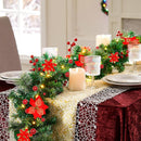 9FT Prelit Artificial Christmas Garland with Lights: Greenery Garland Decoration with 30 Warm LED Lights - Xmas Garland for Office Fireplace Mantle - Christmas's Day Indoor Outdoor Holiday (Garland3) — 4