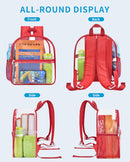 Paxiland Clear Backpack Stadium Approved, 12x10.5x6 Inches Clear Bag | Red-standard — 6