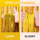 Voircoloria Laser Gold Foil Fringe Backdrop Curtains, 3.3x8.2ft, 3 Pack | 06 Laser Gold — 3