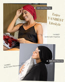 YANIBEST Slouchy Beanie Hat Satin Lined Sleep Cap Chemo Headwear Caps - Hot Pink — 5