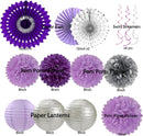 Purple Silver Birthday Party Decorations Kit with Happy Birthday Banner, Paper Lanterns, Streamers, Tissue Pom Poms, Honeycomb Flower Fans, Silver and Purple Balloons, & More for Women Girls' Party — 2