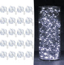 20 Pack Fairy Lights Battery Operated 7ft 20 LED Mini String Lights Twinkle Lights Silver Wire Firefly Starry Lights for Mason Jars Wedding Party Christmas Centerpiece Table Decorations, Cool White | [20 Pack] 7 Feet 20 LED — 1