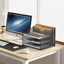 Samstar Desk File Organizer, Mesh Letter File Folder Holder with 3 Paper Trays and 2 Vertical Upright Section, for Office Supplies,Desk Accessories & Workspace,Black. — 3