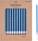 PHD CAKE Blue Long Thin Metallic Birthday Candles, Cake Candles, Birthday Parties, Wedding Decorations, Party Candles | 24-Count — 1