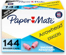 Paper Mate Arrowhead Pink Pearl Cap Erasers, 144 Count - Back to School, Classroom, Homeschool, Teacher Supplies — 1