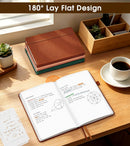 Dotted Journal Notebook, A5 Leather Hardcover, 160 Pages, 180° Lay-Flat Binding, 100 GSM Thick Paper, Dot Grid for Bullet Journaling, Planning & Daily Organization (Brown) — 5