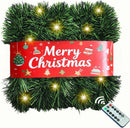 Christmas Garland with Lights, 30 Feet 50 Led Battery Operated Pre-Lit Long Garland Remote Timer for Stairs Railing Fireplace Mantle Office Door Frame Decor Green Greenery Indoor Outdoor Decorations — 1