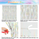 ZATAYE 2 Pack Laser Silver New Years Eve Foil Curtain Streamer Decorations | 2 PCS — 4