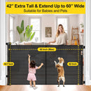 Reinforced 42” Extra Tall Retractable Baby Gates with Rods, Extends up to 60”…