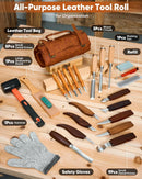 SakerNeo 25-Piece Wood Carving Kit Whittling Kit with Leather Storage Bag | Brown 25pcs — 2