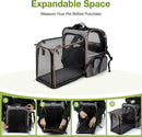 Cat Carrier Backpack, Expandable Pet Carrier with Sun Shade & Full Front Opening, Breathable Mesh Backpack for Small Dogs & Medium Cats Up to 18 Lbs, Foldable for Hiking, Camping (Grey) — 4