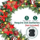 Christmas Garland with Lights, 9FT 30 LED Prelit Christmas Garland for Mantle,Outdoor Indoor Christmas Decorations Garland Battery Operated with Timer, Bows,Flowers,for Stairs,Railing,Fireplace,Door — 3