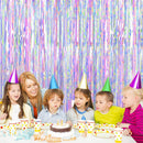 FECEDY 2pcs 3ft x 8.3ft Shiny Corlorful Metallic Tinsel Foil Fringe Curtains Photo Booth Props for Engagement Bridal Shower Bachelorette Baby Shower Bachelorette Holiday Celebration Party Decorations | Multicolor 1 — 5