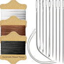 VONEEDL Upholstery Repair Kit: Waxed Sewing Thread (3 Colors) & Heavy Duty Needles (11 PCS) for Leather, Canvas & Quilting Thread | Black, White, Brown — 1