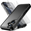 for iPhone 16 Case [Shockproof] [Dropproof] [Heavy Duty Protection] [with Screen Protectors] Rugged Slim & Tough Non-Slip Protective Dual-Layer Phone Cover, Black — 1