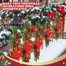 Lyrow 2 Pack 24" Christmas Stairway Swag with Lights, Red Ribbon — 6