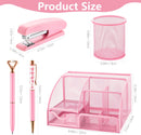Fayoo 11 Pcs Pink Office Supplies Set Mesh Desk Organizer Accessories Kit — 2
