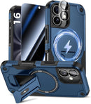 Goton 3 in 1 for iPhone 16 Case with Privacy Screen Protector Blue — 1