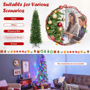 GOFLAME 6ft Pre-lit Pencil Christmas Tree, Artificial Christmas Tree with 270 LED Lights, 10 Light Modes, 648 Branch Tips, Metal Stand, Hinged Xmas Tree for Holiday Festival Decor — 8