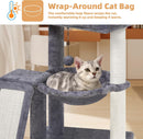 YOUPET Cat Tree with Cat Scratching Post for Indoor Cats, Cat Tower with Scratching Board and Playful Toy Balls, Cat Tree Tower with Cozy Hammock,Grey — 4