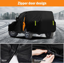 Waterproof Car Cover for Jeep Wrangler 2 Door 1987-2025 JK JL CJ YJ TJ Outdoor Sun Rain Snow Hail Protection with Driver Door Zipper — 4