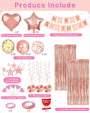 Happy Birthday Party Decorations with Banner Balloons for Women | Rose Gold — 4