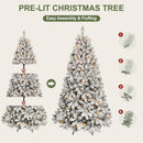 Maylaviu 6ft Pre-lit Christmas Tree, Flocked Christmas Tree with 350 UL Lights & Pine Cones & 888 Tips, Snow Frosted Artificial Christmas Tree Prelit, Auto Hinged Spruce Xmas Tree for Holiday Decor — 4