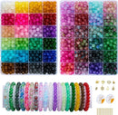 【2 Pack】 More Than 1300PCS Round Glass Beads for Jewelry Making,48 Colors 8mm Crystal Beads for Bracelets Jewelry… — 1