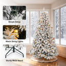 Maylaviu 6ft Pre-lit Christmas Tree, Flocked Christmas Tree with 350 UL Lights & Pine Cones & 888 Tips, Snow Frosted Artificial Christmas Tree Prelit, Auto Hinged Spruce Xmas Tree for Holiday Decor — 6