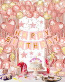 Happy Birthday Party Decorations with Banner Balloons for Women | Rose Gold — 1