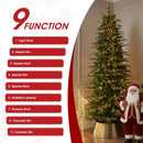 Glitzhome Prelit Christmas Tree, 7.5ft Artificial Christmas Tree Radiant Slim Evergreen with 1,400 Warm White & Multi-Color Chasing and Twinkling Lights, 2376 Tips, 9 Lighting Modes, Easy Setup — 4