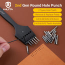WUTA Sharp Head Replaceable Pricking Iron Removable Round Hole Punch Leather Craft Chisel DIY Leather Tools 2nd Generation (60 Pcs Chisel Head) — 2
