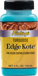 Fiebing's Edge Kote (4oz, Turquoise) - Leather Edge Paint for Shoes, Furniture, Purses, Couches, Belts - Flexible, Water Resistant, Semi Gloss Color Coating Leather Dye to Protect Natural Edges — 1