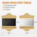 VONEEDL Upholstery Repair Kit: Waxed Sewing Thread (2 Colors: Black and White) & Heavy Duty Needles (11 PCS) for Leather, Canvas & Quilting Thread | Black, White — 3