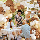 CROSSFINGERS Brown White Balloon Garland Arch Kit,145pcs Mexican Neutral Brown Nude White Balloons Different Sizes for Mexicanos Fiesta Theme Birthday Baby Shower Gender Reveal Party Decorations — 5