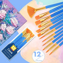 ESRICH Paint Brushes Set,1pack/12pcs Nylon Hair Round-Pointed Tip Acrylic Paint Brushes for Watercolor Oil Rock Face Painting,12 Sizes Paint Brush for All Purposes Kids Adult Arts Painting Brush Kits — 6
